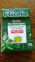 Mängden socker i Bonbons menthe montagnes s/s RICOLA 50g offre économique 50ans