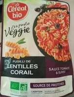 Mängden socker i Pasta veggie fusilli de lentilles corail sauce tomate et olives