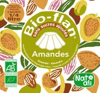 Mängden socker i Bioflan saveurs amande, sans sucre ajouté