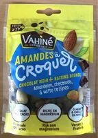 Mängden socker i Amandes a croquer chocolat noir + raisins blonds