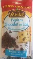 Mängden socker i Vahiné pépites de chocolat au lait