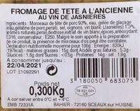Mängden socker i Fromage de tete a l’alsacienne au vin de jasniere