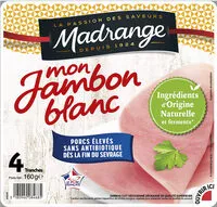 Mängden socker i Mon jambon blanc porcs élevés sans antibiotiques dès la fin du sevrage VPF 4tr