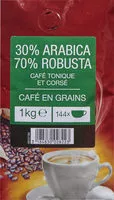 Mängden socker i 30% ARABICA 70% ROBUSTA Café tonique et corsé