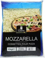 Mängden socker i Mozzarella - cossettes pour pizza