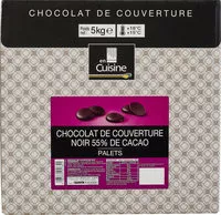 Mängden socker i Chocolat de couverture noir 55% de cacao palets