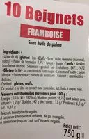Mängden socker i 10 Beignets Framboise sans huile de palme
