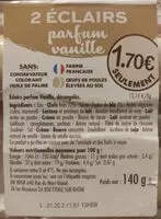 Mängden socker i 2 éclairs parfum vanille