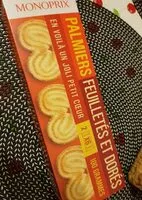 Mängden socker i Palmiers feuilletés et dorés