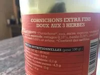 Mängden socker i Cornichons extra-fins aigre doux aux 3 herbes