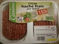 Mängden socker i Steak haché frais pur bœuf (15 % MG)