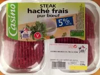 Mängden socker i Steak haché frais pur boeuf 5% M.G.