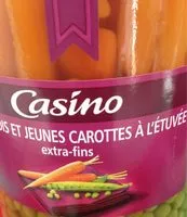 Mängden socker i Petits pois extrafins et jeunes carottes à l'étuvée