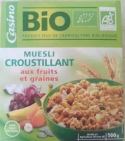 Mängden socker i Muesli croustillant bio fruits et de graines casino bio