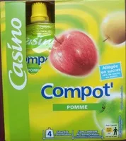 Mängden socker i Compot' Pomme - Allégée en sucres - 30% de sucres en moins