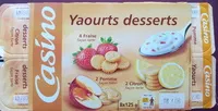 Mängden socker i Yaourts desserts : 4 Fraise façon tarte, 2 Citron façon tarte, 2 Pomme façon tarte.