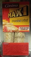 Mängden socker i MAXI Poulet rôti - pain de mie complet