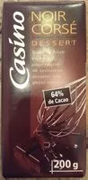 Mängden socker i Noir dessert corsé 64% de cacao