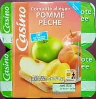 Mängden socker i Compote Allégée Pommes Pêches 30% de sucres en moins