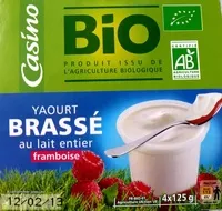 Mängden socker i Yaourt brassé au lait entier framboise