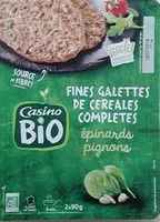 Mängden socker i 2 Fines galettes de céréales complètes Epinards Pignons BIO