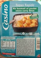 Mängden socker i Poulet riz basmati sauce lait de coco et curry