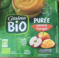 Mängden socker i Purée de pommes et de mangues sans sucres ajoutés
