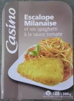 Mängden socker i Escalope* de dinde milanaise et ses pâtes sauce tomate basilic *A partir de filets de dinde reconstitués