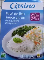Mängden socker i Pavé de lieu sauce citron riz et julienne de légumes (2,4 % MG)