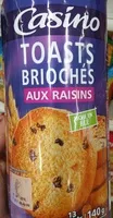 Mängden socker i Toasts briochés aux raisins