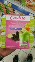 Mängden socker i Purée de fruits Pomme Pruneau sans sucres ajoutés
