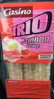 Mängden socker i Sandwich TRIO Jambon beurre - pain de mie complet