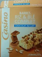 Mängden socker i Barres riz & blé complet chocolat au lait