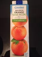 Mängden socker i 100 % pur jus Orange sans pulpe Flash pasteurisé