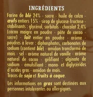 Mängden socker i Madeleines longues coeur goût chocolat noisette