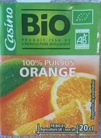 Mängden socker i 100% pur jus d'orange Bio