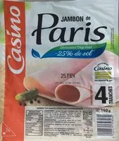 Mängden socker i Jambon de Paris découenné dégraissé -25% de sel par rapport à la moyenne des jambons cuits choix du marché