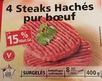 Mängden socker i 4 Steaks hachés pur boeuf 15% MG