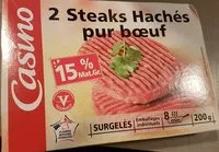 Mängden socker i 2 Steaks hachés pur boeuf 15%MG