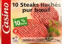 Mängden socker i 10 Steaks Hachés pur boeuf 10% Mat.Gr.