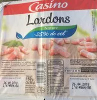 Mängden socker i Lardons nature 25% de sel en moins