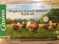 Mängden socker i 18 œufs frais de poules élevées en plein air