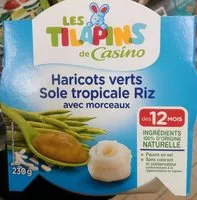 Mängden socker i Haricots verts Sole tropicale Riz avec morceaux