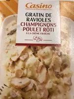 Mängden socker i Gratin de ravioles champignons poulet rôti à la crème fraîche