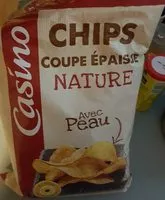 Mängden socker i Chips coupe épaisse nature avec peau