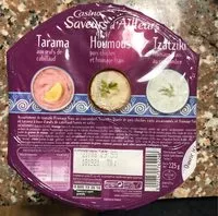 Mängden socker i Tarama aux oeufs de cabillaud / Houmous pois chiche et fromage frais / Tzatziki fromage frais et concombre