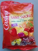 Mängden socker i Mini bonbons assortis sans sucres goûts cerise, citron, fraise, orange