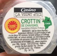 Mängden socker i Crottin de Chavignol Appellation d'Origine Protégée au lait cru