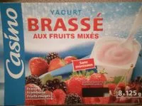 Mängden socker i Yaourts brassés aux fruits rouges - Fraise, framboise, fruits rouges - Fruits mixés