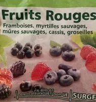 Mängden socker i Fruits rouges Myrtilles, mûres, cassis, framboises